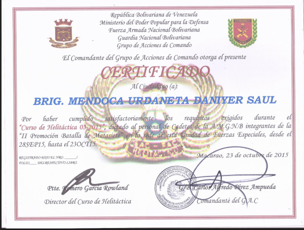Certificado GAC GNB